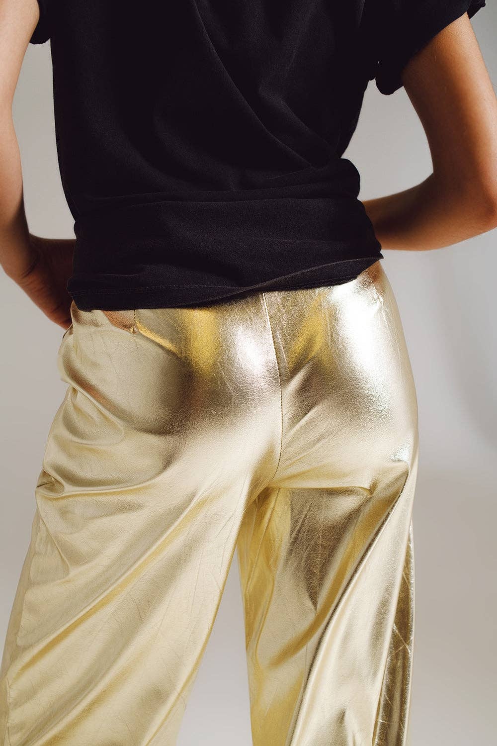 Metallic Straight Leg Pants in gold for wholesale on Faire4