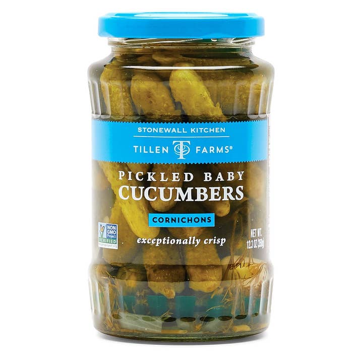 Ciao Imports - Wholesale Pickled Vegetables - Tillen Farms, Pickled Baby Cucumbers (Cornichons), 12.3 oz Jar