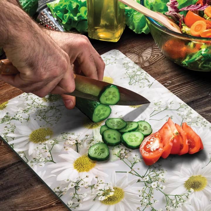 Galerie Vivante - Wholesale Cutting Board - Tempered Glass Cutting Board - Daisies