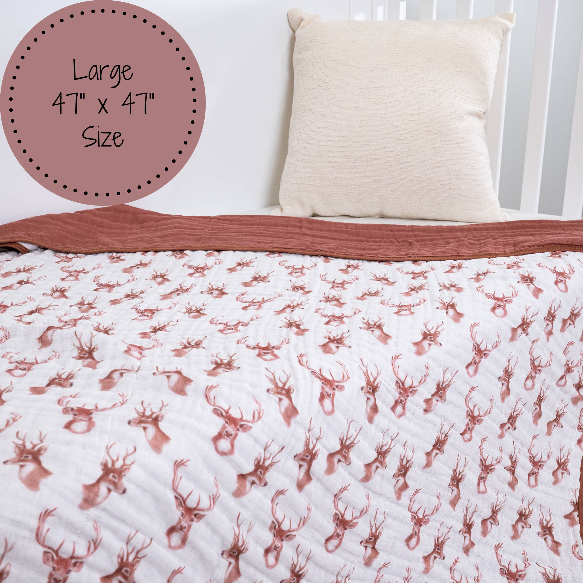 LollyBanks - Wholesale Bedding Blanket - Kids & Baby - Oh Deer Baby Toddler 100% Cotton Muslin Blanket3