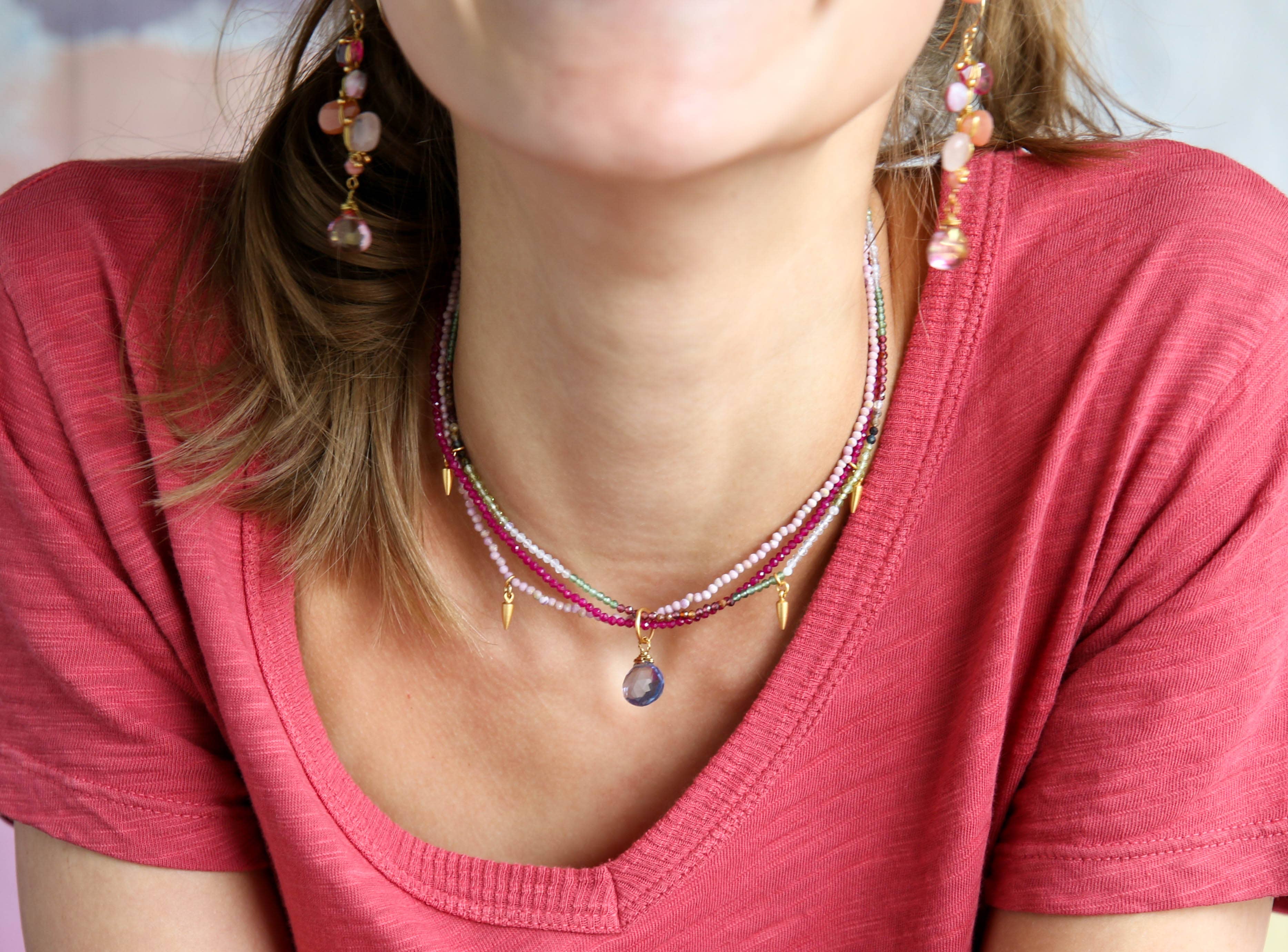 Catherine Page Jewelry - Wholesale Beaded/Pearl Necklace - Spices Triple Strand Necklace in Porcelain Rose1