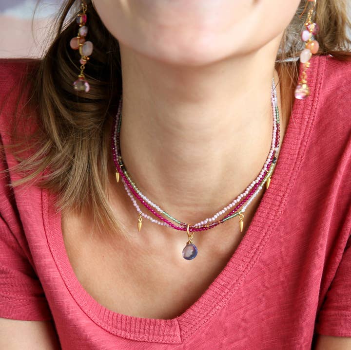 Catherine Page Jewelry - Wholesale Beaded/Pearl Necklace - Spices Triple Strand Necklace in Porcelain Rose1