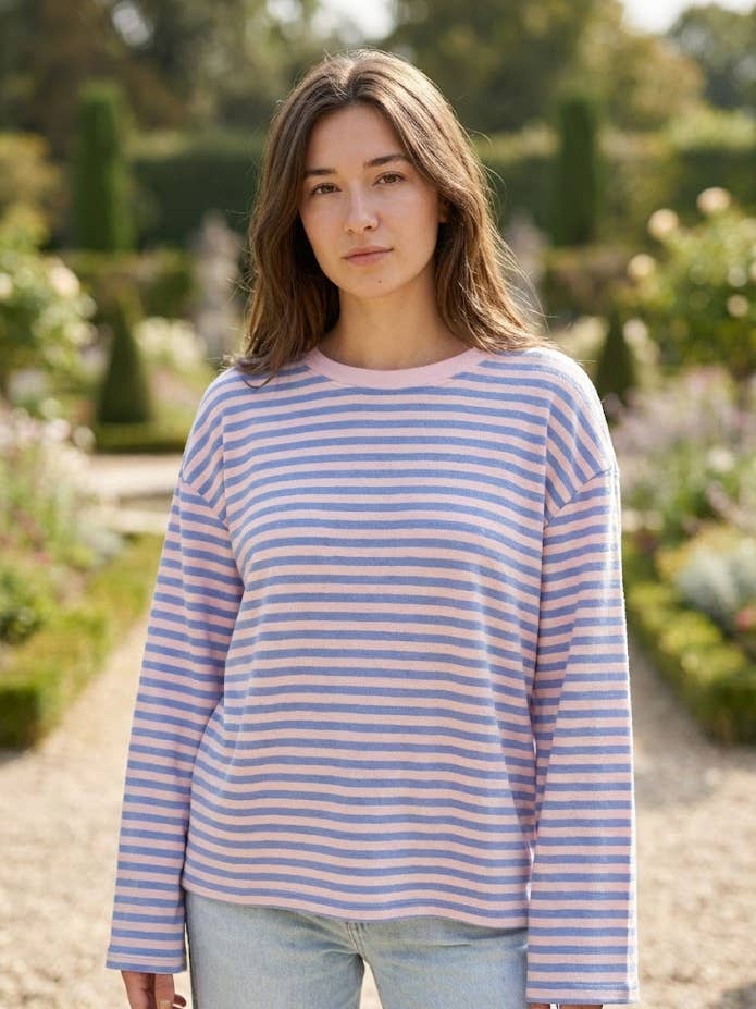 Striped T-shirt with wide sleeves for wholesale by VICTORIA&ISAAC