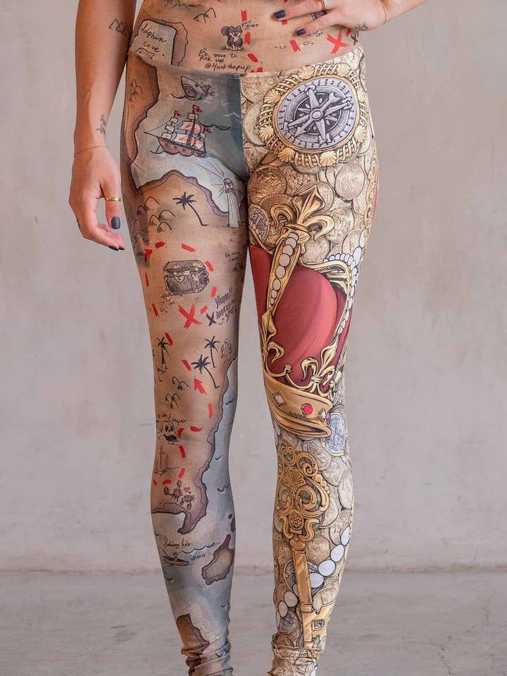 Booty and Treasure Map Mashup - Buttery Soft Leggings (Copy for wholesale by Eagle Rock Werkshop®