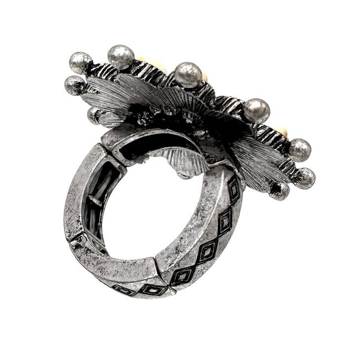 Lunar Deer - Wholesale Cocktail/Statement Ring - Large Teardrop Turquoise Stone Western Stretch Ring1