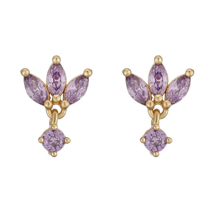 Gold Alana studs purple for wholesale on Faire0