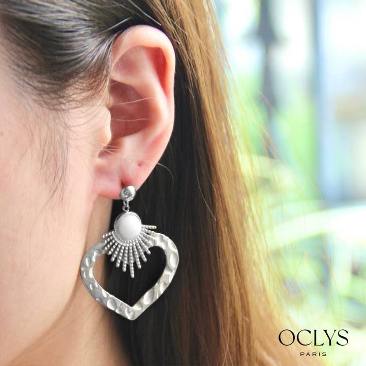 Oclys - Wholesale Dangle Earrings - Moderna stainless steel heart drop earrings