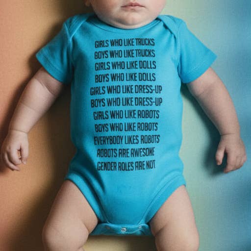 Robot Gender Roles Feminist Baby Bodysuit for wholesale by GetBullish