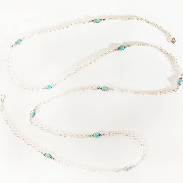 900: Gioielli per il corpo con catena ombelicale turchese 925 per la vendita all'ingrosso da parte di Moxie Maine