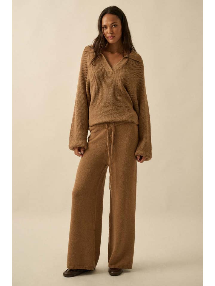 Promesa USA - Wholesale Knit Sweater - Women's - Textured Ribbed Knit Split-Neck Collared Sweater15