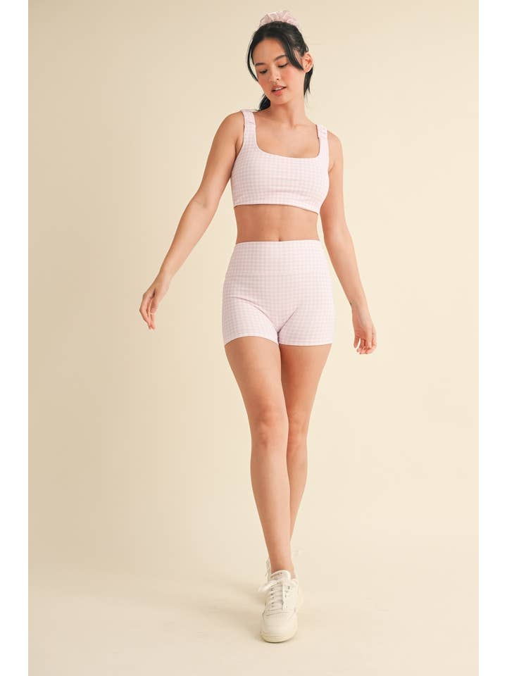 KIMBERLY C - Wholesale Sports Bra - Women's - Gingham Print Ruched Bra Top