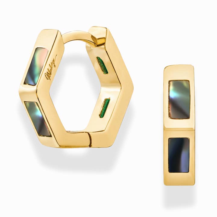 Mod + Jo – wholesale Huggieörhängen – Ari Inlay Hexagon Huggies1