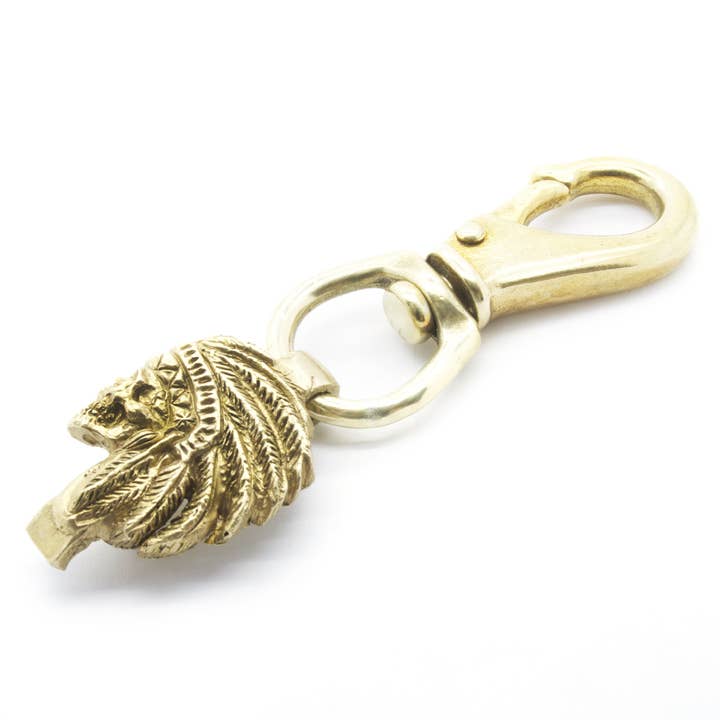 CLIP ON FEATHER HEADDRESS SKULL BOTTLE OPENER for wholesale by Brooklyn Smithy