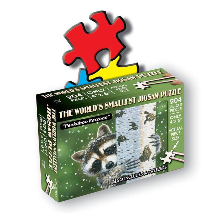 Wood Expressions - Wholesale Puzzle - Adult - World's Smallest Jigsaw Puzzle - Peekaboo Raccoon