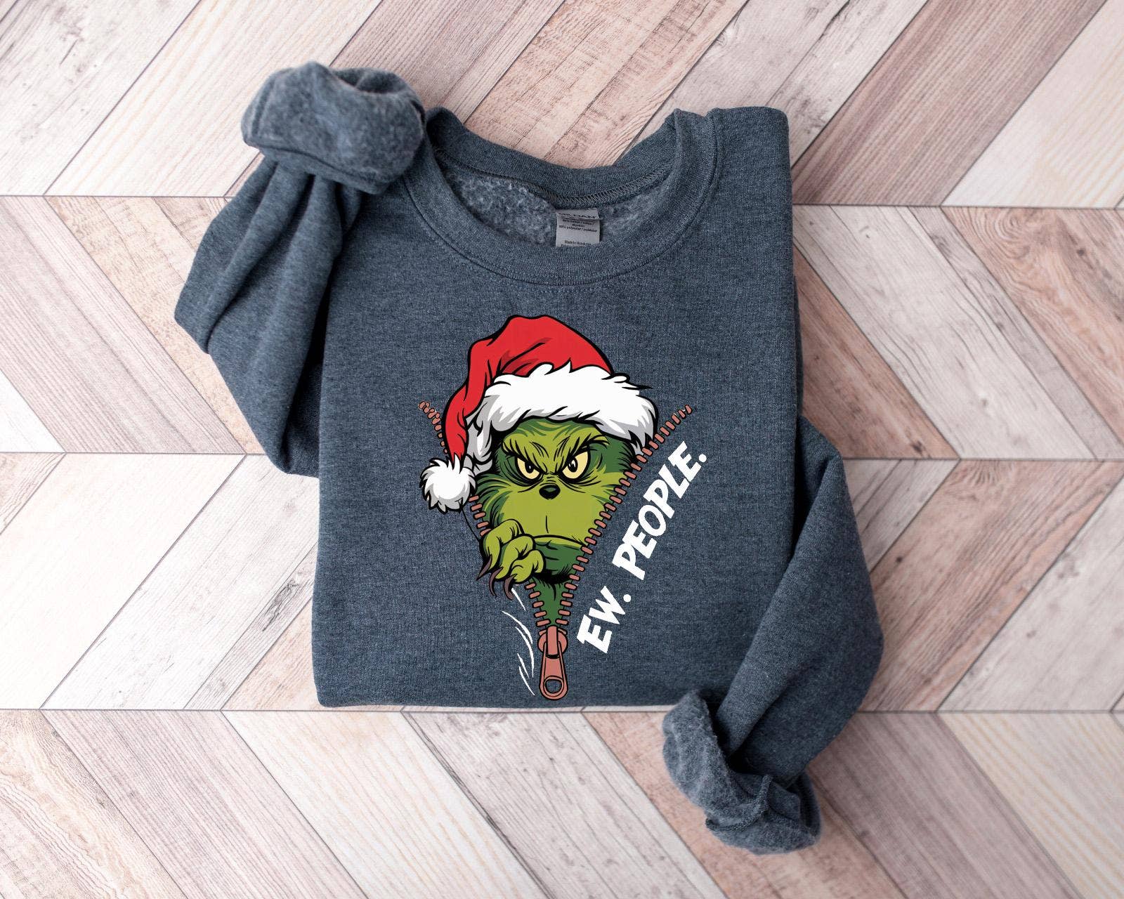 TheKingShirt - Wholesale Graphic Sweatshirt - Women's - Christmas Grinch Sweatshirt - Funny Ew People Design2