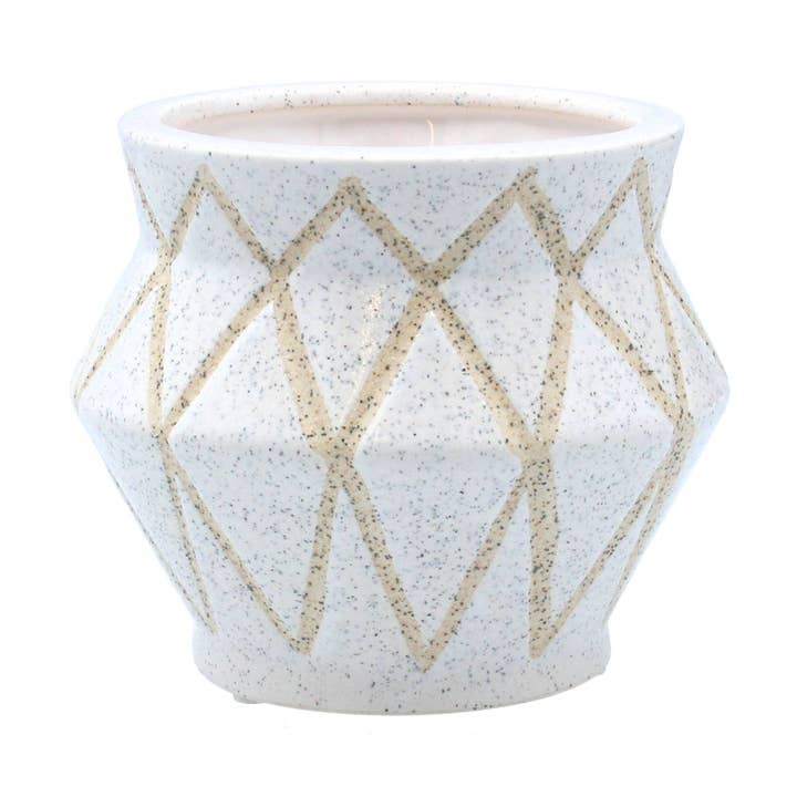 GE64501: Speckled geodesic ceramic pot cover,sml,4.8in for wholesale by Silver Tree Home & Holiday