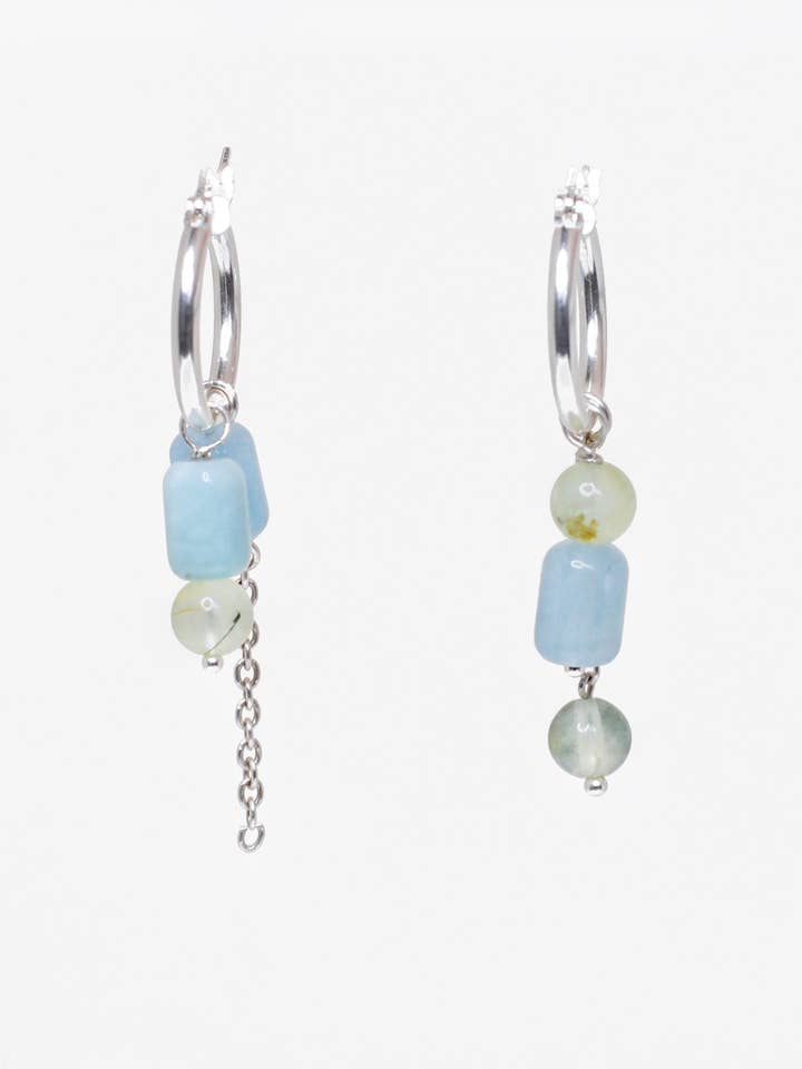 Aquamarine and Prehnite Shanti Drop Earrings for wholesale by Numa Estilo