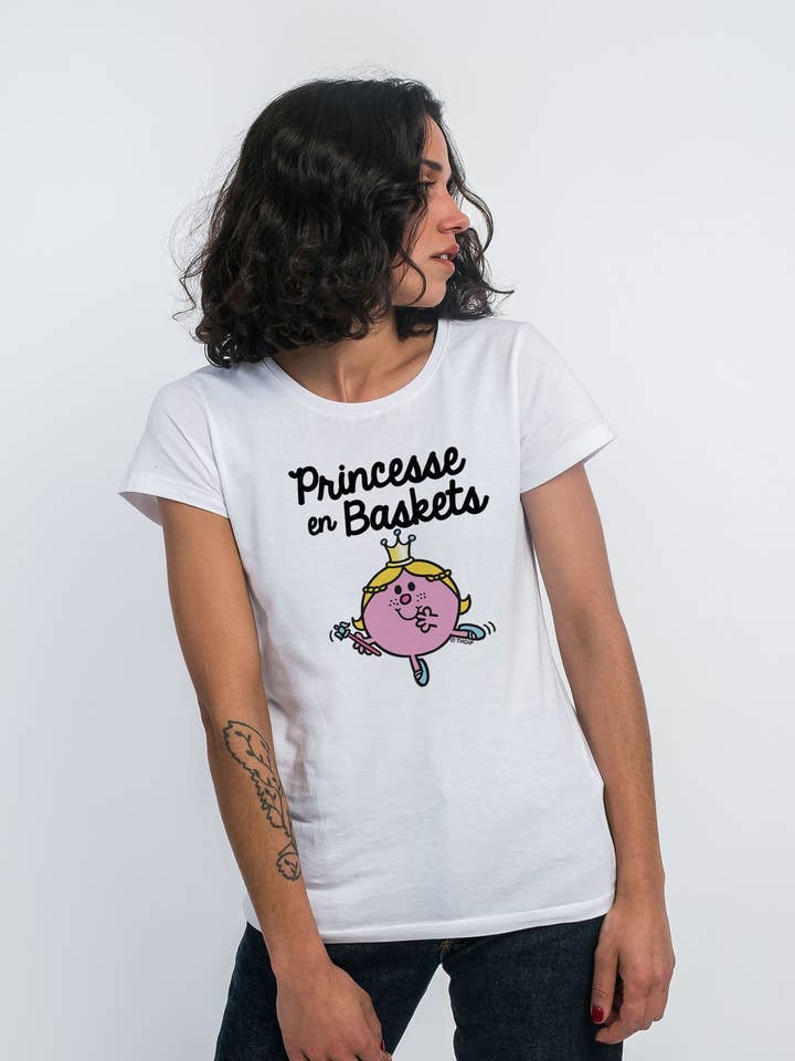 CAMISETA BLANCA MUJER PRINCESA EN ZAPATILLAS para venta al por mayor de Le Roi du T-shirt