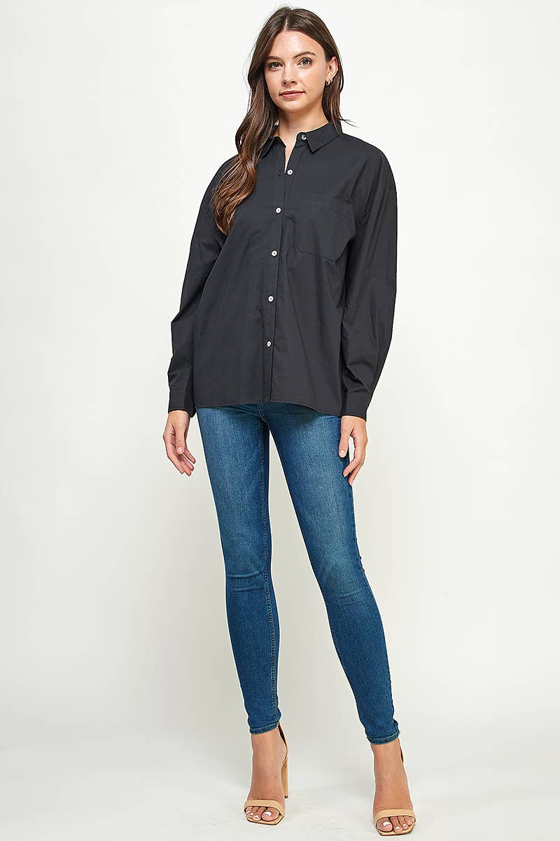 FUN2FUN - Wholesale Button Down Shirt - Women's - POPLIN COTTON BUTTON DOWN POCKET SHIRT15