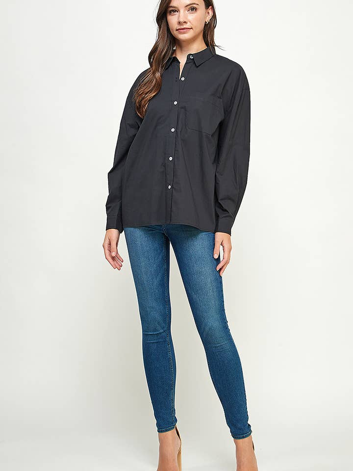 FUN2FUN - Wholesale Button Down Shirt - Women's - POPLIN COTTON BUTTON DOWN POCKET SHIRT15