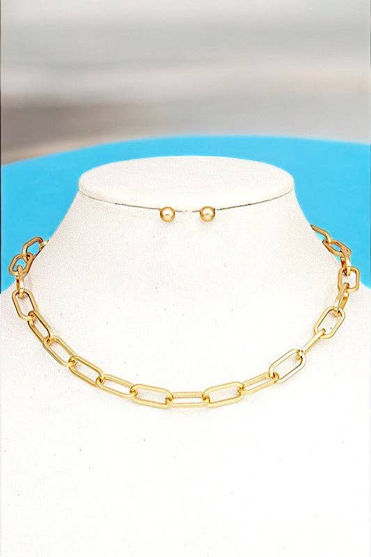 Andrea Bijoux - Wholesale Jewelry Set - LINK CHAIN COLLAR NECKLACE SET1