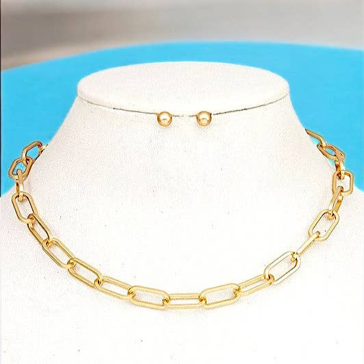 Andrea Bijoux - Wholesale Jewelry Set - LINK CHAIN COLLAR NECKLACE SET1