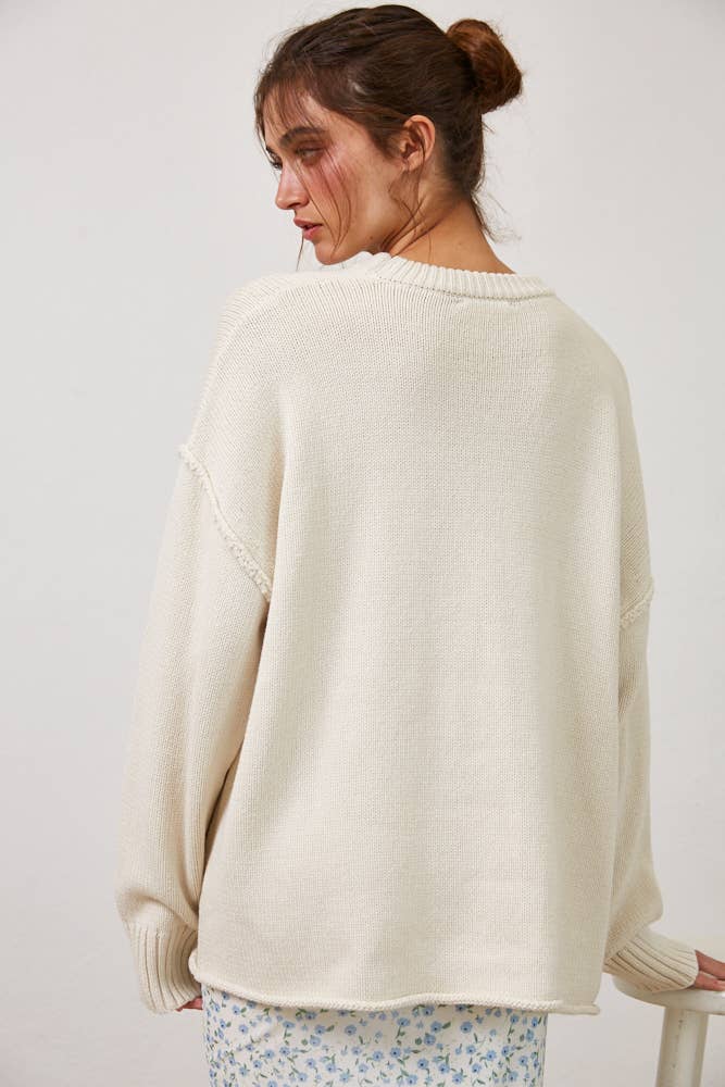 Creamon - Wholesale Pullover-trui - Dames - NSW2569-Ontspannen Boyfriend Fit Trui met Ronde Hals8