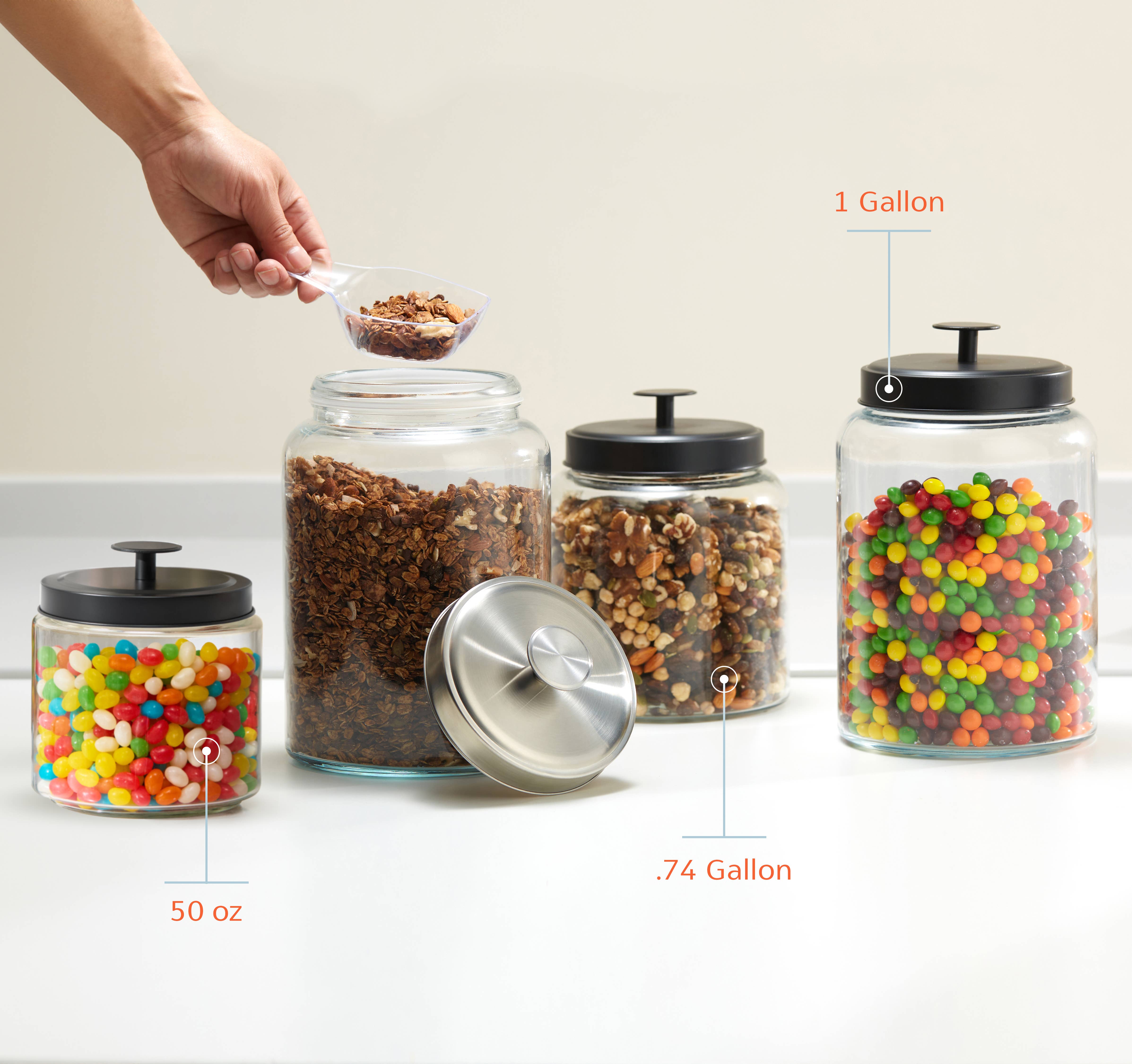 Kook - Wholesale Canister Set - Kook Glass Kitchen Canisters, 4 Qt, Set of 21