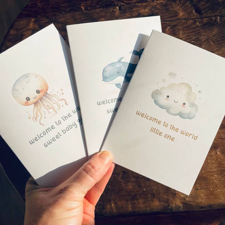 To & From Cards - Wholesale Baby card - Welcome to the World sweet baby Boy - Whale4