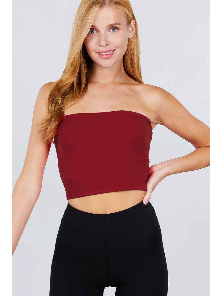 42POPS - Wholesale Knit Top - Women's - ',,._ Fitted Crop Tube Cotton Spandex Top