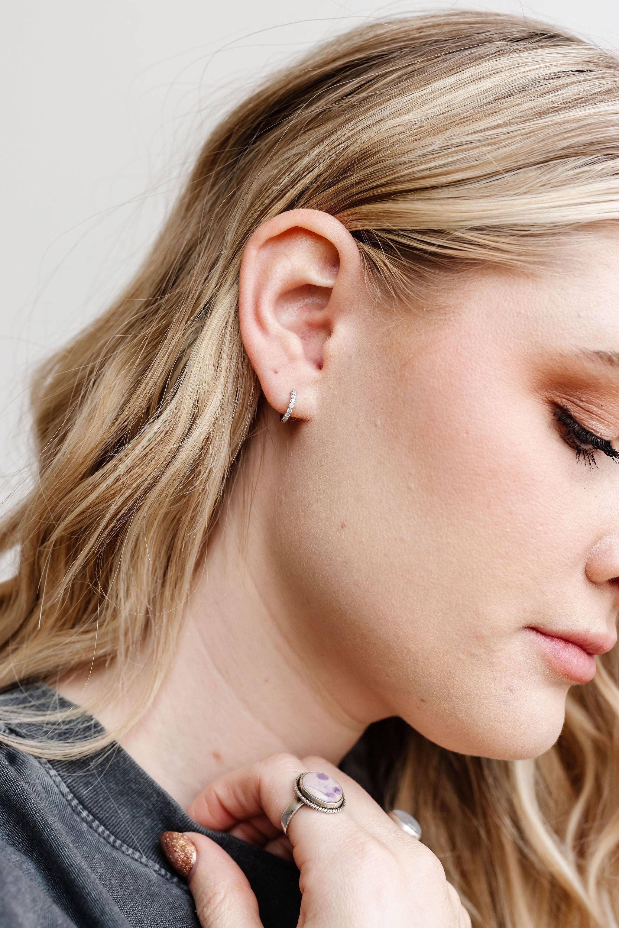 Shop Andi - Wholesale Hoop Earrings - Silver Crystal Hoops - Hypoallergenic2