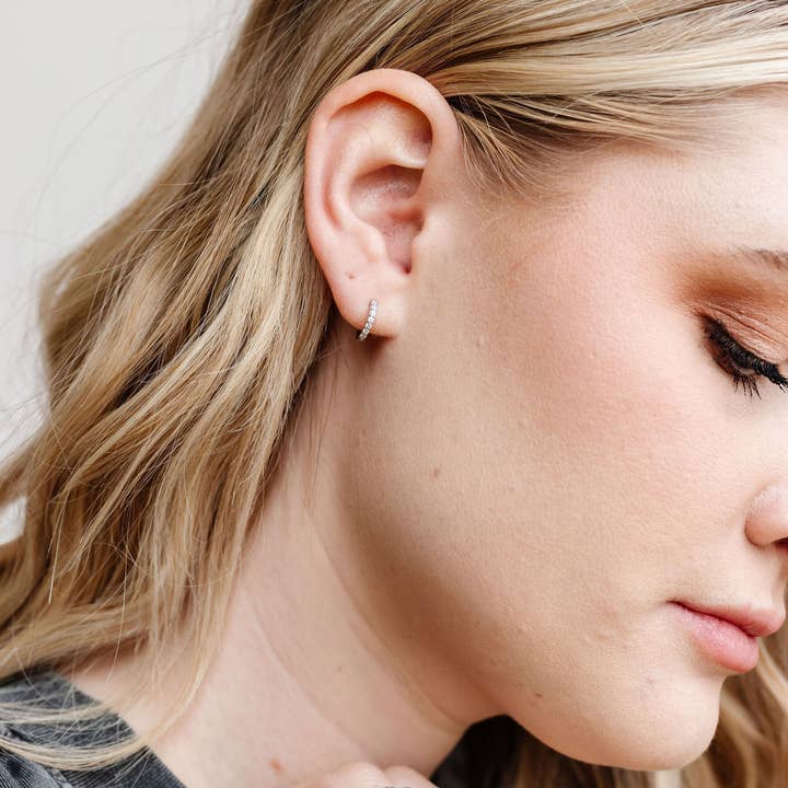 Shop Andi - Wholesale Hoop Earrings - Silver Crystal Hoops - Hypoallergenic2