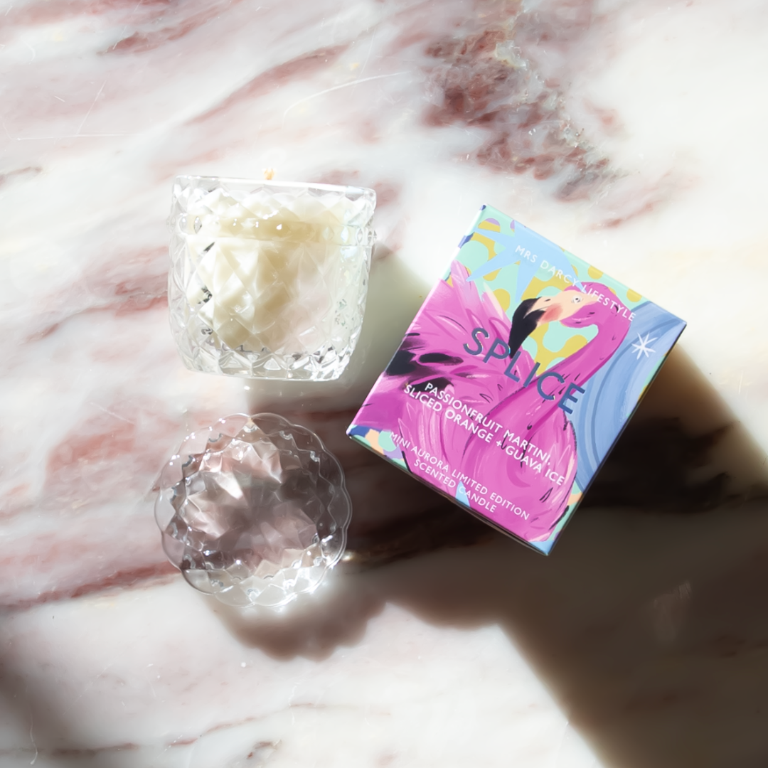 Mrs Darcy - Wholesale Jar/filled candle - Aurora Mini Candle - Splice - Passionfruit Martini, Sliced Orange + Guava Ice1