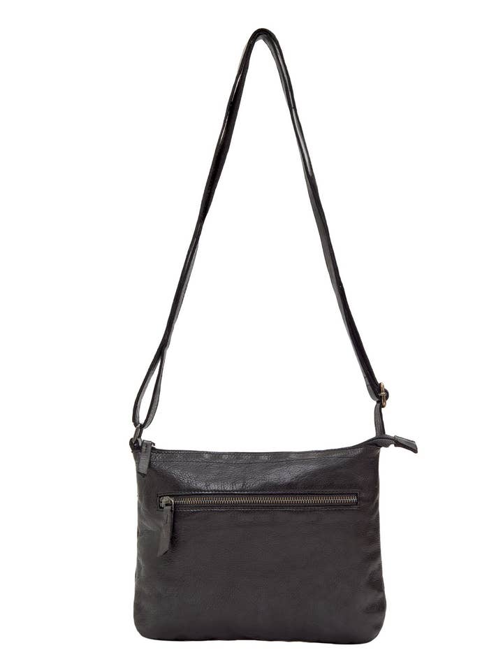 ROMA MED LEREN CROSSBODY TAS- A-0008-ZWART voor wholesale door Serenade Beverly Hills Collection