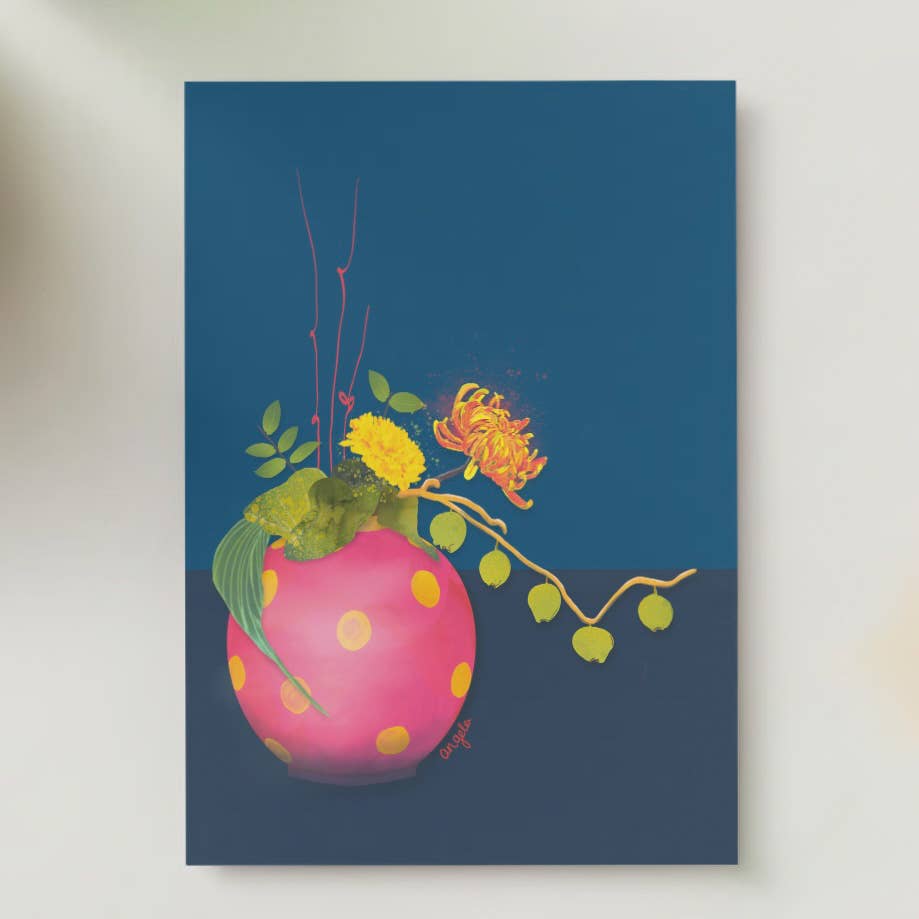Studio Angelart - Wholesale Poster - Flowers on pink ball vase art print3