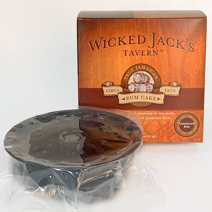 Wicked Jacks Jamaica Rum Cake/ Aroma Ridge Coffee Roasters – Großhandel Kuchen – Wicked Jacks Jamaica Rumkuchen - Schokoladen-Rumkuchen - 4 Unzen