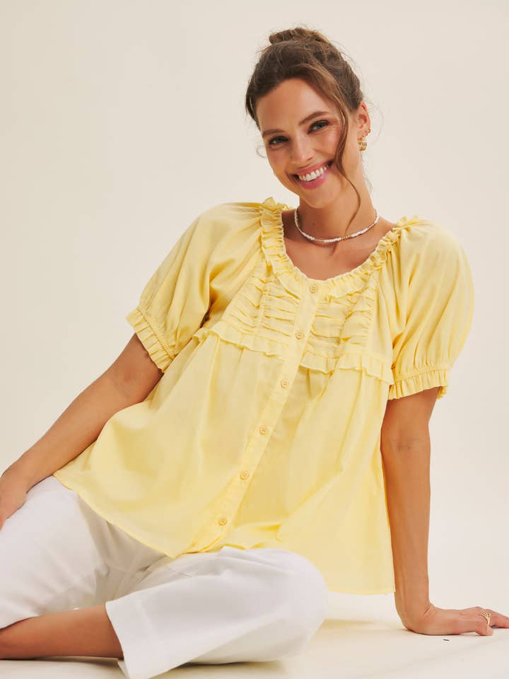 MÜHELOS UND DOCH ELEGANT ZARTE RÜSCHE LUFTIGE BAUMWOLLBLUSE für den Großhandel von in february