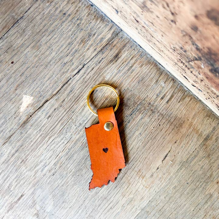 Left Grain - Wholesale Keychain - Unisex - Indiana Keychain with Heart in the Middle