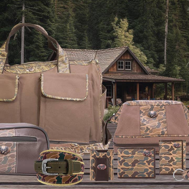 Buck Brown Waxed Canvas Old School Camo Men's Toiletry Dopp Bag. for wholesale on Faire8