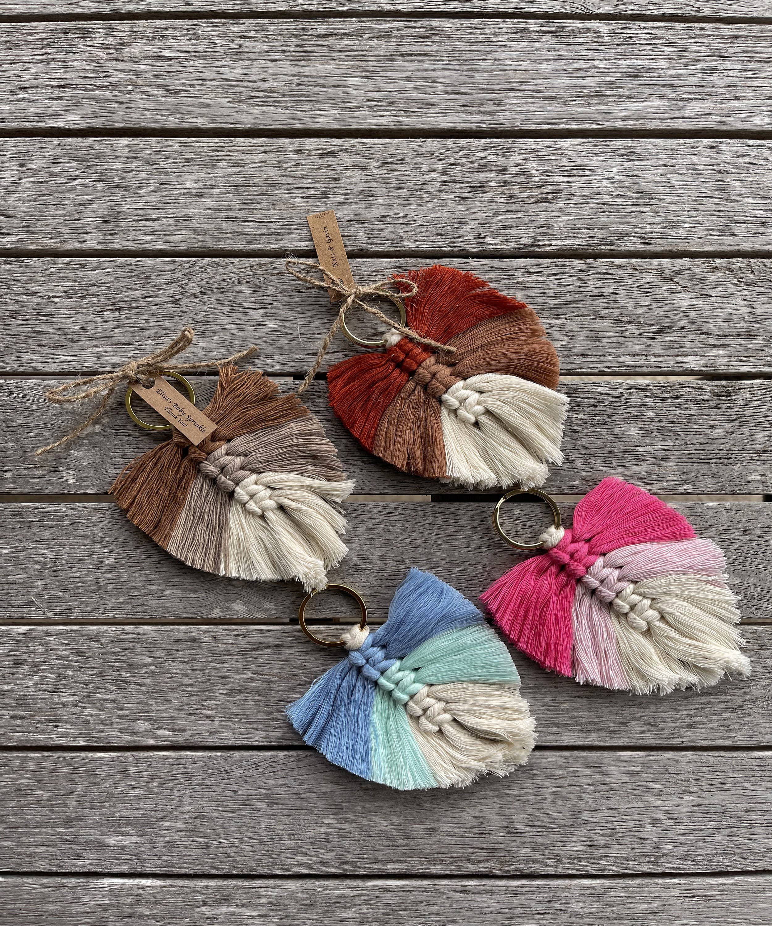 Uniq Favors - Wholesale Keychain – Women's - Macrame Feather Keychain, Brown Leaf Macrame1