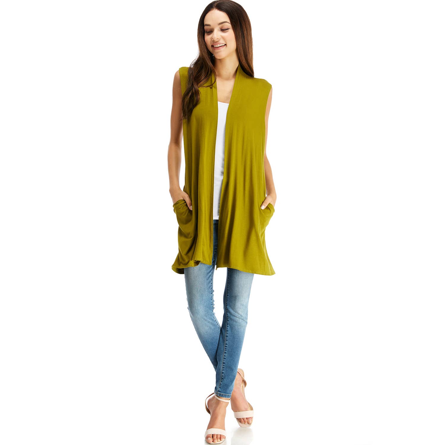 Azules Clothing - Wholesale Outerwear Vest - Women's - Women's Long Sleeveless Vests with Side Pockets'14