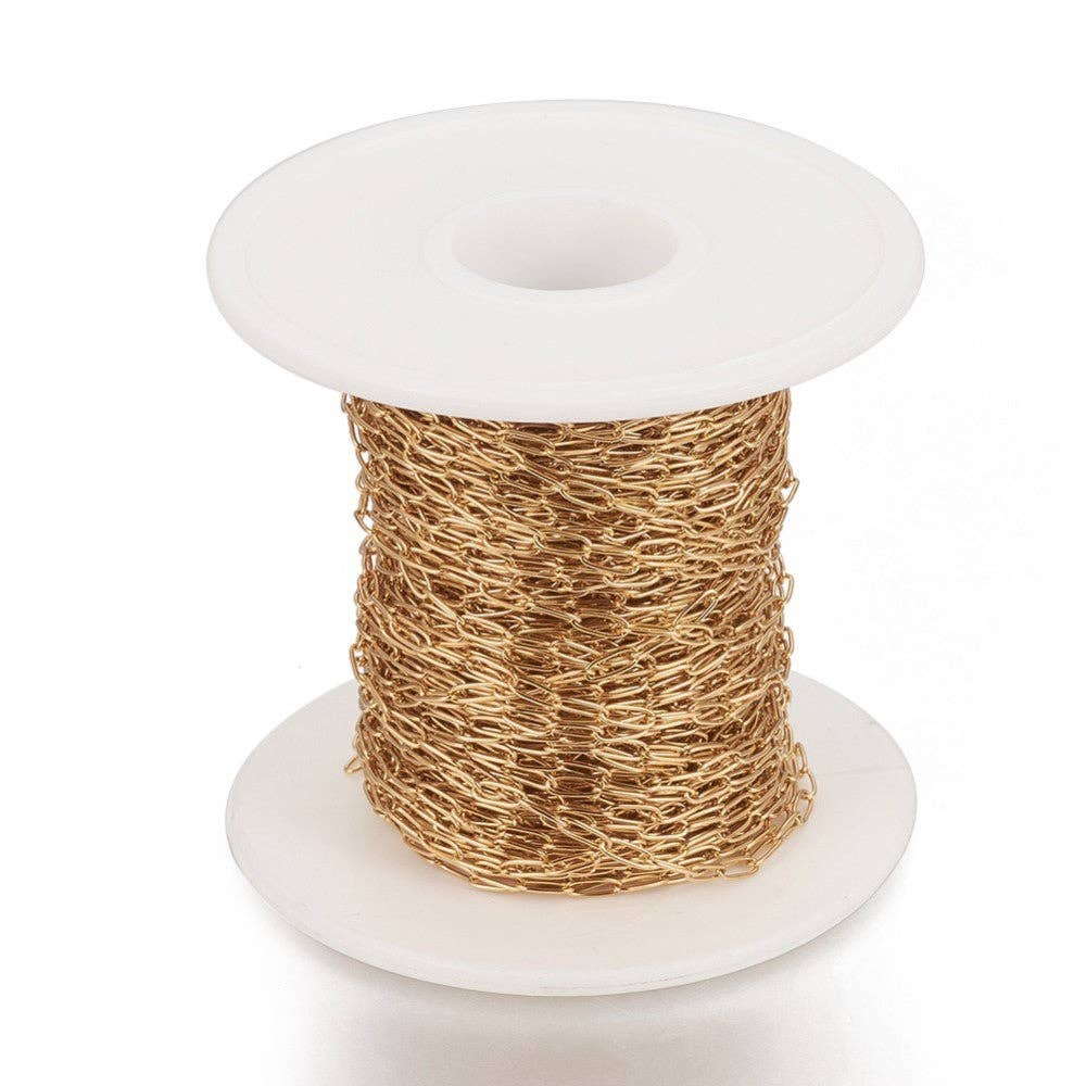 Love, Paige Designs - Wholesale Link & Chain Necklace - Gold Paperclip Link Chain 4.8mm By the Foot - Ion Plated Stainless Steel1