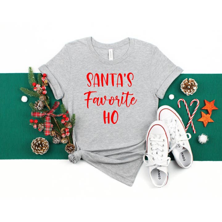 PrimestoreUS - Wholesale Screen Printed T-Shirt - Women's - Santa's Favorite Ho Shirt,Santa Matching Shirt,Christmas Party Shirt,Christmas T-Shirt,Christmas Family Shirt,Funny Christmas Shirt