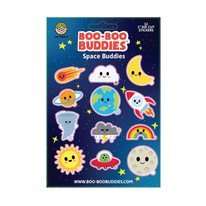 Foglio di Adesivi Boo Boo Buddies® Space Buddies – Collezionabile per la vendita all'ingrosso da parte di Boo Boo Buddies