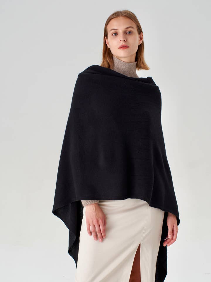 Reisetuch aus reinem Cashmere - Schwarz für den Großhandel von Pissenlit