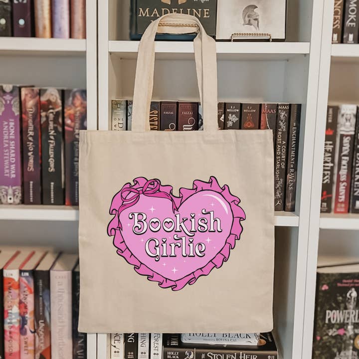 Canvas bookish tote bag - girlie - Valentine's Day gift for wholesale by Literari Goods, Co | Book Themed Candles + Gifts