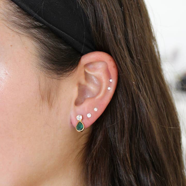 Kasa Karly - Wholesale Stud/Post Earrings - MINTED EMERALD STUDS1