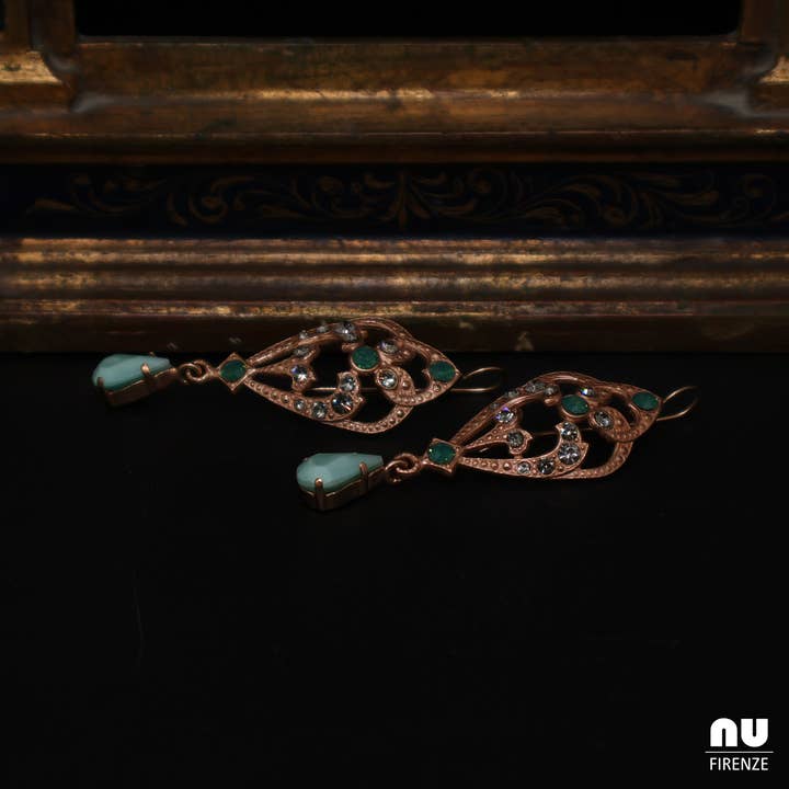 Kristallen druppel-oorbellen, verguld, handgemaakt — Florence, Italië voor wholesale door NU FIRENZE