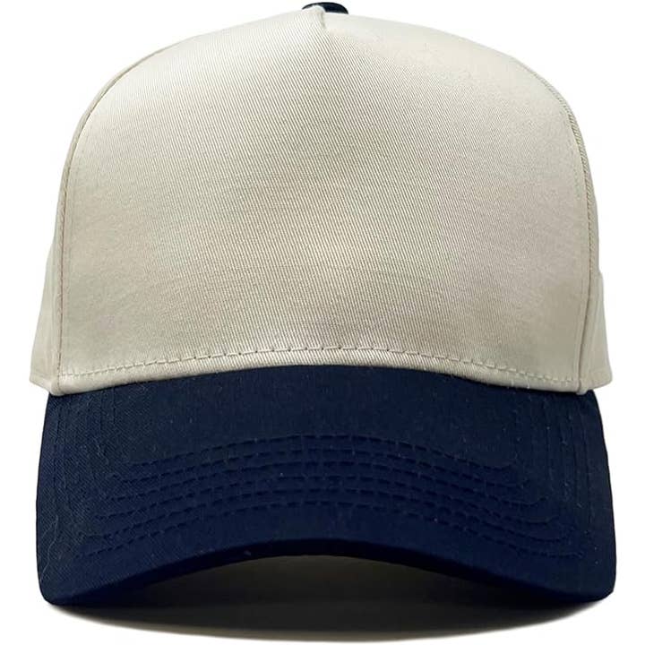 Funky Junque - Wholesale Baseball Cap - Unisex - Two Tone Vintage Snapback Hat - Navy/Beige