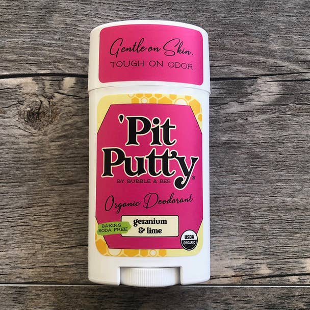 Geranium Lime Pit Putty Certified Organic Deodorant for wholesale by Bubble & Bee Organic
